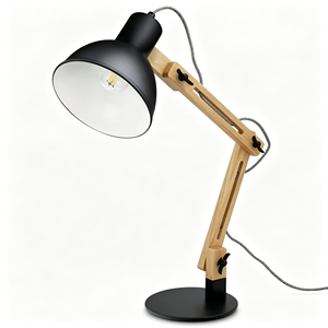 Lampada da Tavolo Industriale in Legno con Braccio Regolabile, Paralume in Metallo Nero per Studio, Ufficio, Lettura, Camera da Letto - Product Image 2