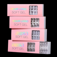 Aillsa 504 Uñas Postizas de Gel Suave, Forma Ataúd Corta, Cobertura Completa, Acabado Semi-Mate, 12 Tamaños, para Diseño de Uñas y Aplicación en Dedos