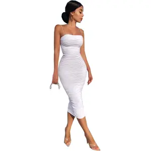 Vestido longo de festa feminino, vestidos brancos de 2 camadas para festa à noite