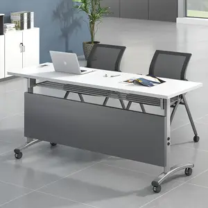 Modern Portable Tables Folding Training Table Foldable Conference Desks Office Training Desk With Wheels