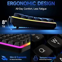 Clavier et souris filaires RGB OEM ODM avec rétroéclairage arc-en-ciel, 104 touches pleine taille avec pavé numérique, souris ergonomique haute précision 6400 DPI US