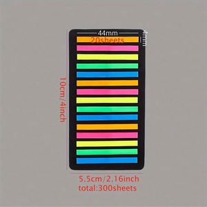 Paquete de 6 Tiras Fluorescentes Multicolores Autoadhesivas, Marcadores de Página con Fondo Negro, para Oficina, Escuela y Libros - Product Image 2