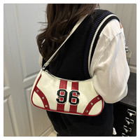Sac bandoulière en PU pour femme, style rétro américain classique, tendance urbaine, pour tenue quotidienne, avec fermeture éclair, vente en gros