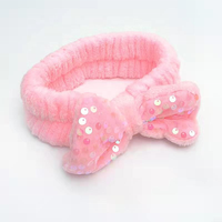 Serre-têtes en gros avec nœuds à sequins, bandeaux en polaire corail multi-styles pour le SPA et les soins de la peau