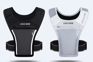 Gilet de course réfléchissant zippé avec support pour téléphone 500ml Bouteille d'hydratation Anti-vol Poitrine Pack Gear pour <span class=keywords><strong>Jogging</strong></span> Veste antivol - Product Image 6