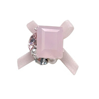 Nouveau style de bijoux pour ongles en organza avec nœud carré et strass, modèle fleur de glace pilée translucide rose jade girly Cy0188, fabriqué en Chine