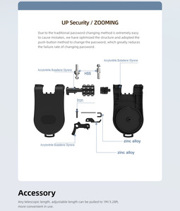 Cadenas rond en acier et ABS à levier unique réglable avec câble de sécurité flexible gainé de plastique - Product Image 4