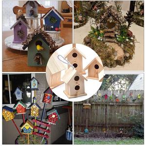 Tennis à oiseaux multicolores pour enfants, boîte en bois, à suspendre à la peinture, nid protecteur, bricolage naturel - Product Image 5