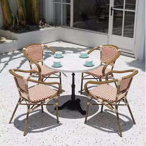 Sillas de Comedor Modernas de Mimbre Blanco y Negro con Estructura de Aluminio para Hotel y Sala de Estar, Uso en Interiores y Exteriores - Product Image 4