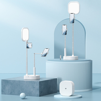 Support de téléphone pliable avec lumière d'appoint, support de téléphone portable rétractable et portable pour le streaming en direct et la prise de vue vidéo