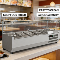 Table de préparation en acier inoxydable de qualité alimentaire, avec congélateur sous comptoir intégré, capacité 108L, équipement électrique professionnel