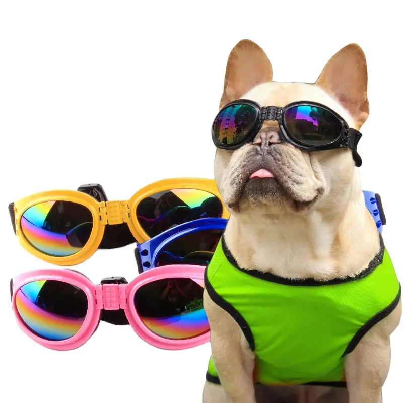 Waterproof Dog Sunglasses Fashion Protection Dog Glass Foldable Plastic Pet Sunglasses