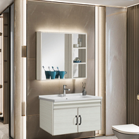 2024 Moderne Style Européen En Acier Au Carbone Salle De Bains Vanité Cabinet En Acier Inoxydable Charnière Comprend Miroir Option Économique Hôtels