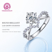 Bague unique à bande fendue avec diamant de laboratoire 1,5 carat D VVS2, tige entrelacée pavée, en or 9K 10K 14K 18K, bijoux de luxe pour femme
