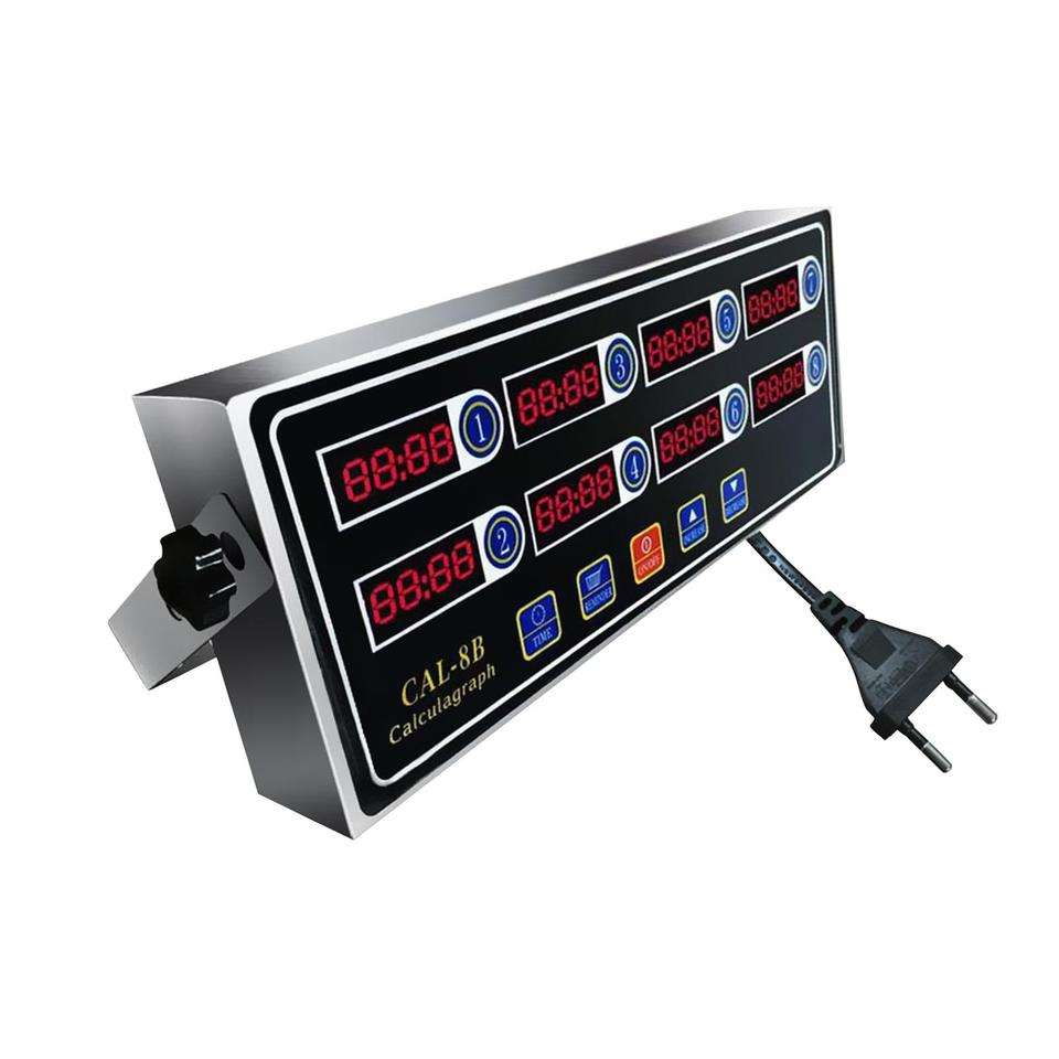 Commercial 8-Channel Digital Kitchen Timer Metal Electronic Restaurant and Home Cooking Timer with Alarm Powered
