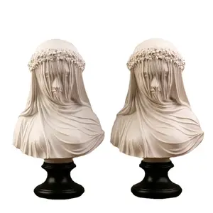 Statues Gothic Sculpture Veiled Woman Figurine Bust Lady Art Home Desk Living Room Decoration Furnishing Article