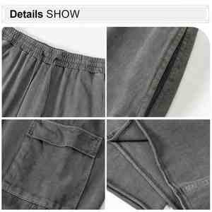 Pantalones de chándal para hombre holgados de pierna recta desgastados de algodón personalizados de alta calidad al por mayor - Product Image 4