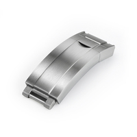 Boucle de montre en acier inoxydable 16 mm avec logo personnalisé, système Glidelock, bouton de réglage fin, fermoir de sécurité pliant argenté