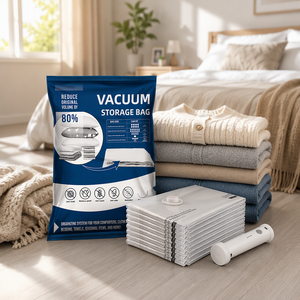 Sacs de rangement sous vide PA+PE pour literie et vêtements, sacs sous vide hermétiques à double fermeture éclair, approvisionnement en gros d'usine OEM ODM - Product Image 1