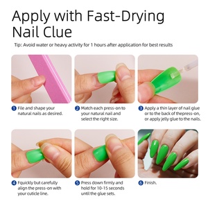 Faux ongles courts à presser, style français, blancs, ultra-brillants, 24 pièces, effet bandes, prêts à poser - Product Image 5