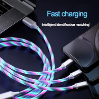 Câbles de chargeur Micro USB Type C 3-en-1 à charge rapide LED 2.4A pour Android et iPhone pour ordinateur et imprimante