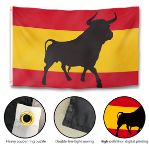 Bandera de España con Toro de 3x5 pies, Bandera Española con Toro de Combate, Bandera de Poliéster de Doble Cara para Decoración Patriótica - Product Image 3