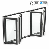 Porte pliante en verre en alliage d'aluminium, porte patio pliante, style sans cadre Low-E pour balcon, extérieur, maison