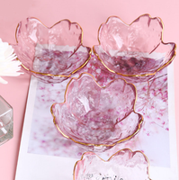 Petite coupelle en verre martelé Sakura japonais en forme de fleur rose pour sauce, assaisonnement et accompagnements