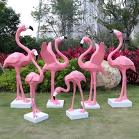 Statue de flamant rose en résine personnalisée en gros d'usine, sculpture extérieure en résine de flamant rose, sculpture en fibre de verre de flamant rose, flamant rose en résine à vendre