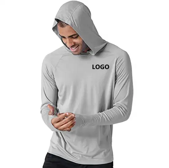 High Quality Custom Logo 100% Polyester Quick Dry Lightweight Upf50+ Fishing Wear Men's Blank Long Sleeve Hoodie Shirts