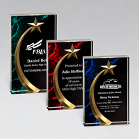 Nouveaux trophées en acrylique personnalisés en forme d'étoile filante dorée en gros