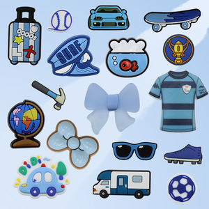Nouveaux charms de créateur en PVC personnalisés, série bleue, pour chaussures Clog et chaussures de football, accessoires de décoration populaires en gros pour chaussures - Product Image 1