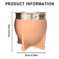 BORGE Tasse à Yerba Maté Personnalisée 6oz/180ml en Acier Inoxydable Gaufré, Double Paroi Sous Vide avec Surface en Cuir PP et Paille