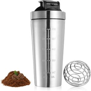 Custom Logo Modern Stainless Steel Vacuum Insulated Protein <b>Shaker</b> <b>Bottle</b> with Hand Grip and <b>Shaker</b> Ball for Gym Use - Product Image 1