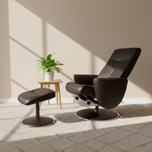 Sillón Reclinable de Cuero PU Cómodo con <span class=keywords><strong>Taburete</strong></span>, Precio de Fábrica, Silla de Ocio para TV en Casa - Product Image 4