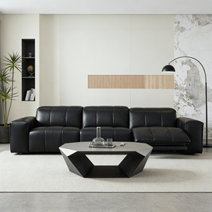 أريكة سرير جلد طبيعي بثلاثة مقاعد بتصميم عصري ريترو، مشهورة على الإنترنت، قابلة للتمدد كهربائياً، محشوة بالإسفنج، مجموعة متينة - Product Image 4