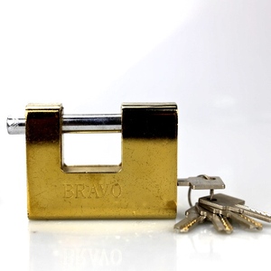 <span class=keywords><strong>Cadenas</strong></span> rectangulaire protégé poli or de haute qualité avec 5 clés d'ordinateur serrure de bloc de titane - Product Image 1