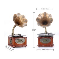 Tourne-disque vinyle rétro USB/CD/Bluetooth avec haut-parleur Gramophone