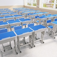 B60-DLPN02 Mobilier de classe réglable en hauteur pour enfants et étudiants, bureau et chaise bleus de style japonais pour lycée