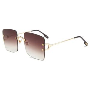 Lunettes de soleil carrées en métal de luxe rétro 2020, UV400, sans monture, dégradées pour femmes - Product Image 4