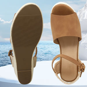 CHICKITA <span class=keywords><strong>Espadrilles</strong></span> à bride à la cheville pour <span class=keywords><strong>femme</strong></span> Sandales à <span class=keywords><strong>bout</strong></span> <span class=keywords><strong>ouvert</strong></span> à talon compensé BRUN - Product Image 5