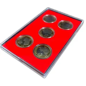 กล่องอะคริลิค5-Hole เหรียญเก็บแสดงสิ่งแวดล้อมโปร่งใสกล่อง (มีห้ารอบแคปซูลรวม)