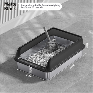 กระบะทรายห้องน้ำแมวทำจากสเตนเลสสตีลทนทานต่อการสาดน้ำได้ง่ายดีไซน์แบบเปิดขนาดใหญ่พิเศษ - Product Image 3