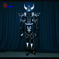 Costume d'armure lumineuse futuriste néon LED « Bull Demon Warrior » pour festival de musique EDM, club, défilé de rue, performance de cosplay