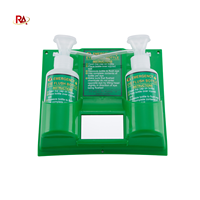Station de lavage oculaire portable murale de classe I pour bouteilles vides, en PVC vert, manuelle, avec miroir, pour protection de sécurité en cas d'urgence, certifiée CE