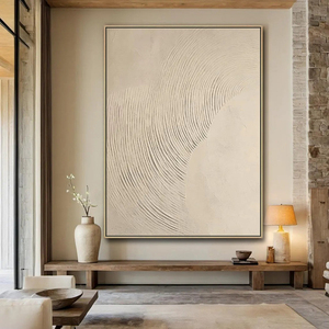 Opera d'Arte da Parete con Texture 3D in Gesso Direttamente dalla Fabbrica per Progetti Alberghieri, Beige, Grande, Minimalista, Astratta, Neutra, per Arredo Casa - Product Image 3