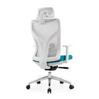 Chaise de bureau ergonomique à dossier haut pour poste de travail ouvert avec appui-tête, design moderne, en tissu et maille durables