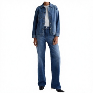 Vaqueros vintage de tiro alto y pierna ancha personalizados para mujer, de mezclilla lavada, ecológicos, de secado rápido, 100% algodón, con bolsillos inclinados y cinturón con anilla en D. - Product Image 3