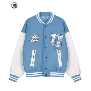 Veste de baseball décontractée d'hiver avec logo personnalisé, appliqué de haute qualité, broderie de qualité supérieure, tissu teint pour les équipes scolaires - Product Image 1