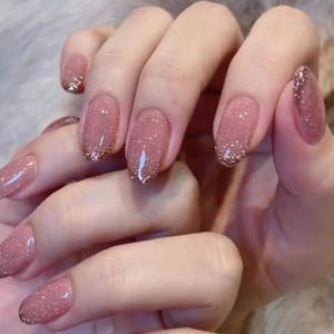 Uñas postizas acrílicas con purpurina, polvo francés <span class=keywords><strong>de</strong></span> concha rosa, francés, tacto suave, al por mayor - Product Image 1